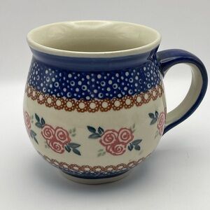 Boleslawiec Polish Pottery, “Radiant Roses”, Bubble Mug #102. Great Condition!